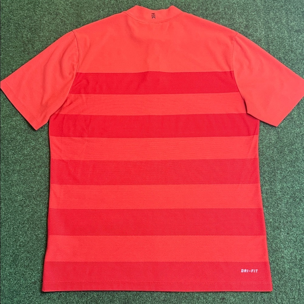 Tiger Woods by Nike Mock Neck Dri-Fit Polo (Orange & Burnt Orange / Size Medium) - Picture 6 of 8